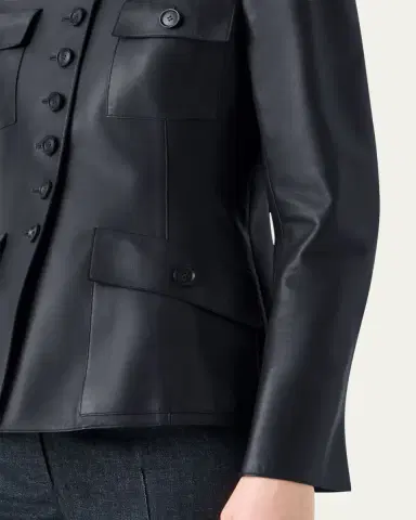 Akris Delia Nappa Leather Fitted Jacket | Thumbnail 5 Akris Delia Nappa Leather Fitted Jacket | Thumbnail 5