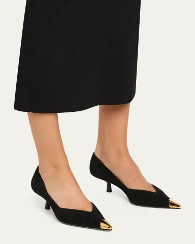 Giuseppe Zanotti Suede Golden Cap-Toe Pumps | Thumbnail 2 Giuseppe Zanotti Suede Golden Cap-Toe Pumps | Thumbnail 2