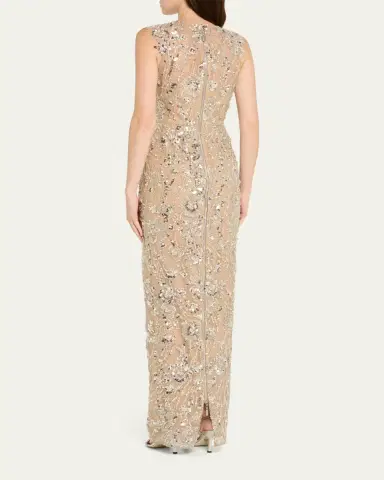 Bronx and Banco Violet Bead & Sequin Floral-Embroidered Gown | Thumbnail 3 Bronx and Banco Violet Bead & Sequin Floral-Embroidered Gown | Thumbnail 3