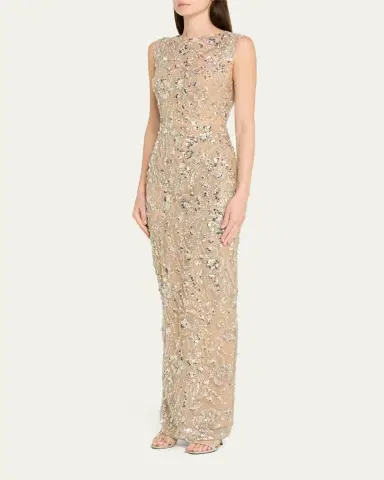 Bronx and Banco Violet Bead & Sequin Floral-Embroidered Gown | Thumbnail 4 Bronx and Banco Violet Bead & Sequin Floral-Embroidered Gown | Thumbnail 4