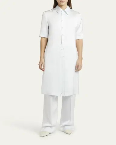 Jil Sander Short-Sleeve Long Fitted Button-Down Shirt | Thumbnail 2 Jil Sander Short-Sleeve Long Fitted Button-Down Shirt | Thumbnail 2