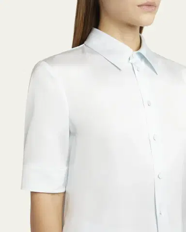 Jil Sander Short-Sleeve Long Fitted Button-Down Shirt | Thumbnail 5 Jil Sander Short-Sleeve Long Fitted Button-Down Shirt | Thumbnail 5