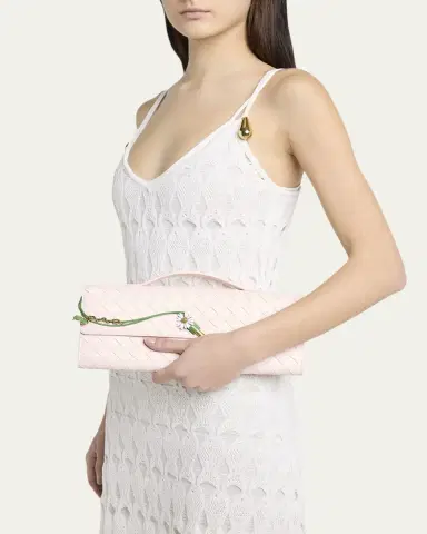 Bottega Veneta Andiamo Flower-Embellished Leather Clutch Bag | Thumbnail 2 Bottega Veneta Andiamo Flower-Embellished Leather Clutch Bag | Thumbnail 2