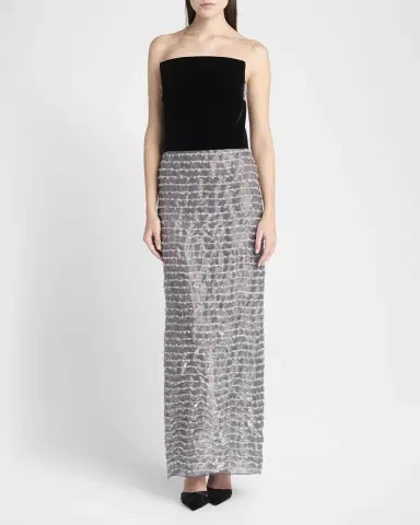 Giorgio Armani Strapless Velvet Bustier Iridescent Textured Silk Gown | Thumbnail 2 Giorgio Armani Strapless Velvet Bustier Iridescent Textured Silk Gown | Thumbnail 2