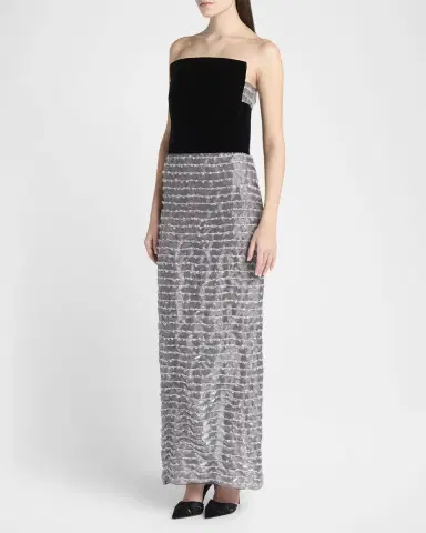 Giorgio Armani Strapless Velvet Bustier Iridescent Textured Silk Gown | Thumbnail 4 Giorgio Armani Strapless Velvet Bustier Iridescent Textured Silk Gown | Thumbnail 4