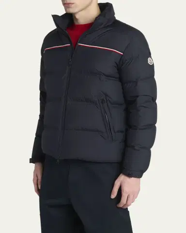 Moncler Men's Bouvaque Tricolor-Trim Down Jacket | Thumbnail 4 Moncler Men's Bouvaque Tricolor-Trim Down Jacket | Thumbnail 4