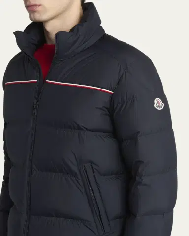 Moncler Men's Bouvaque Tricolor-Trim Down Jacket | Thumbnail 5 Moncler Men's Bouvaque Tricolor-Trim Down Jacket | Thumbnail 5