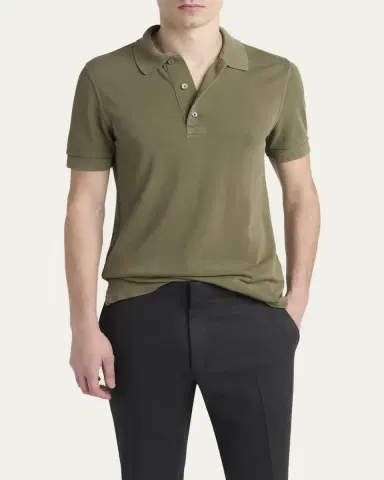 Tom Ford Men's Lyocell Pique Polo Shirt | Thumbnail 3 Tom Ford Men's Lyocell Pique Polo Shirt | Thumbnail 3