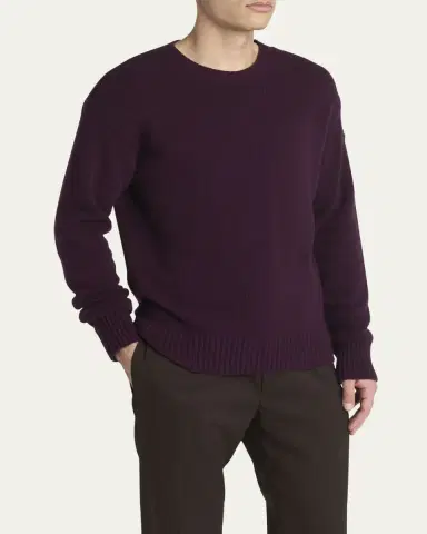 Moncler Men's Wool and Cashmere Crewneck Sweater | Thumbnail 4 Moncler Men's Wool and Cashmere Crewneck Sweater | Thumbnail 4