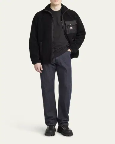 Moncler Men's Teddy Boucle Full-Zip Jacket | Thumbnail 2 Moncler Men's Teddy Boucle Full-Zip Jacket | Thumbnail 2