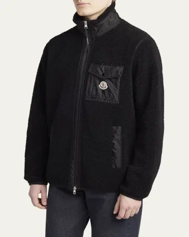 Moncler Men's Teddy Boucle Full-Zip Jacket | Thumbnail 4 Moncler Men's Teddy Boucle Full-Zip Jacket | Thumbnail 4