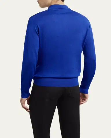 Brioni Men's Cashmere-Silk Polo Sweater | Thumbnail 7 Brioni Men's Cashmere-Silk Polo Sweater | Thumbnail 7