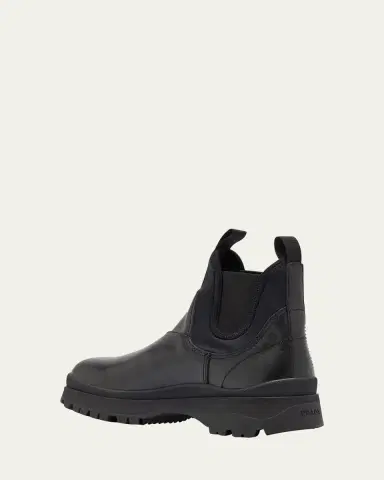 Prada Men's Brixxen Leather and Neoprene Chelsea Boots | Thumbnail 4 Prada Men's Brixxen Leather and Neoprene Chelsea Boots | Thumbnail 4