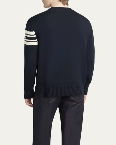 Moncler Men's Curved Logo Knit Crewneck Sweater | Thumbnail 3 Moncler Men's Curved Logo Knit Crewneck Sweater | Thumbnail 3