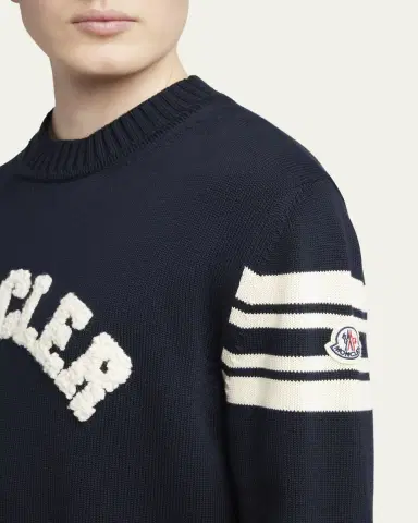 Moncler Men's Curved Logo Knit Crewneck Sweater | Thumbnail 5 Moncler Men's Curved Logo Knit Crewneck Sweater | Thumbnail 5