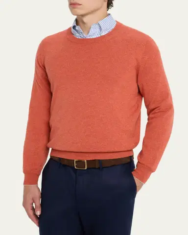 Brunello Cucinelli Men's Cashmere Crewneck Sweater | Thumbnail 4 Brunello Cucinelli Men's Cashmere Crewneck Sweater | Thumbnail 4