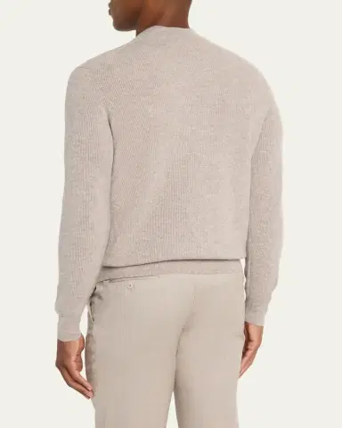 Cesare Attolini Men's Cashmere Melange Rib Crewneck Sweater | Thumbnail 3 Cesare Attolini Men's Cashmere Melange Rib Crewneck Sweater | Thumbnail 3