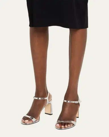 Stuart Weitzman Babette Metallic Ankle-Strap Sandals | Thumbnail 2 Stuart Weitzman Babette Metallic Ankle-Strap Sandals | Thumbnail 2