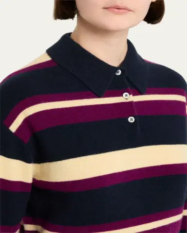 Guest in Residence Collegiate Striped Cashmere Polo | Thumbnail 5 Guest in Residence Collegiate Striped Cashmere Polo | Thumbnail 5