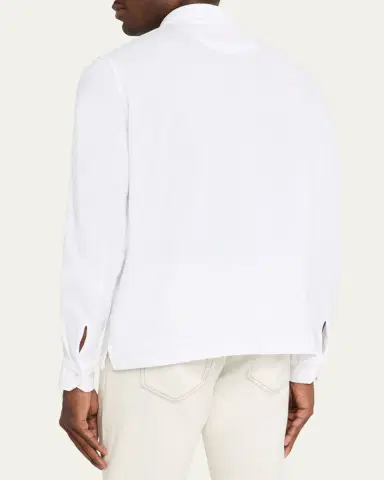 Fedeli Men's Giza Cotton Long-Sleeve Pique Polo Shirt | Thumbnail 3 Fedeli Men's Giza Cotton Long-Sleeve Pique Polo Shirt | Thumbnail 3