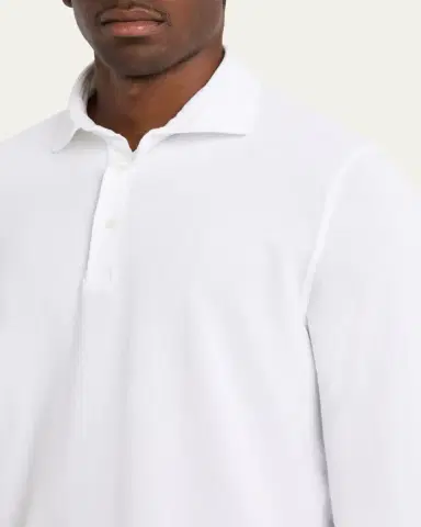 Fedeli Men's Giza Cotton Long-Sleeve Pique Polo Shirt | Thumbnail 5 Fedeli Men's Giza Cotton Long-Sleeve Pique Polo Shirt | Thumbnail 5