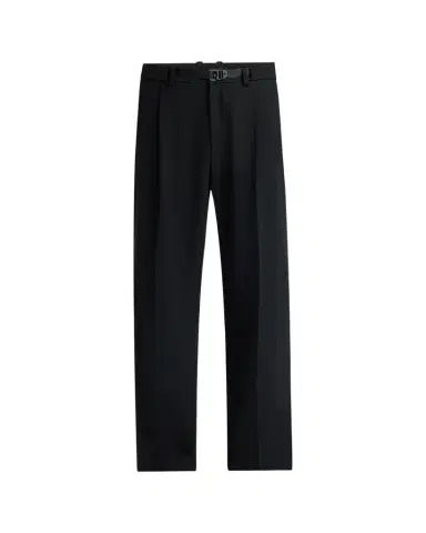 Moncler Men's Matte Black Belted Twill Trousers | Thumbnail 1 Moncler Men's Matte Black Belted Twill Trousers | Thumbnail 1