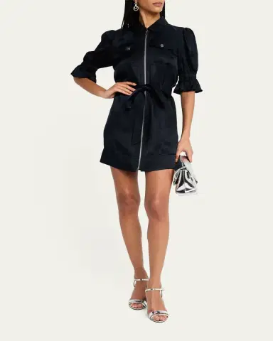 Cinq à Sept Holly Puff-Sleeve Zip-Front Mini Dress | Thumbnail 4 Cinq à Sept Holly Puff-Sleeve Zip-Front Mini Dress | Thumbnail 4