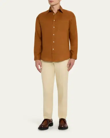 Anderson & Sheppard Men's Style One Flat-Front Trousers | Thumbnail 2 Anderson & Sheppard Men's Style One Flat-Front Trousers | Thumbnail 2