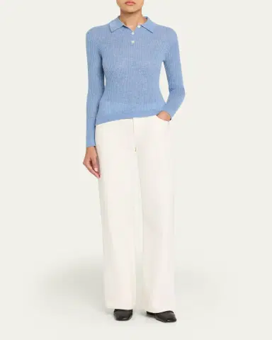 Guest in Residence Shrunken Long-Sleeve Cashmere Polo | Thumbnail 2 Guest in Residence Shrunken Long-Sleeve Cashmere Polo | Thumbnail 2