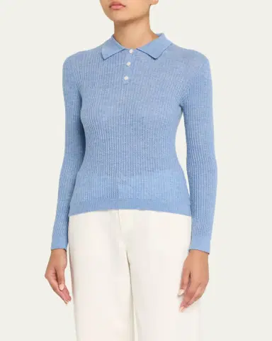 Guest in Residence Shrunken Long-Sleeve Cashmere Polo | Thumbnail 4 Guest in Residence Shrunken Long-Sleeve Cashmere Polo | Thumbnail 4