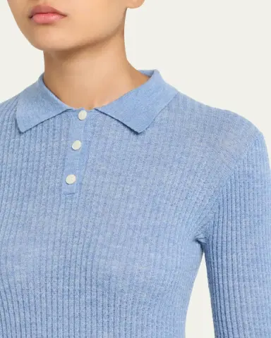Guest in Residence Shrunken Long-Sleeve Cashmere Polo | Thumbnail 5 Guest in Residence Shrunken Long-Sleeve Cashmere Polo | Thumbnail 5