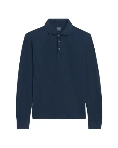 Fedeli Men's Giza Cotton Long-Sleeve Pique Polo Shirt | Thumbnail 1 Fedeli Men's Giza Cotton Long-Sleeve Pique Polo Shirt | Thumbnail 1
