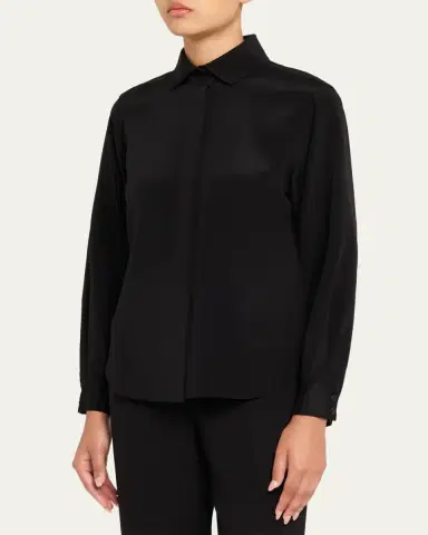 Lafayette 148 New York Pleated Button-Down Shirt | Thumbnail 4 Lafayette 148 New York Pleated Button-Down Shirt | Thumbnail 4