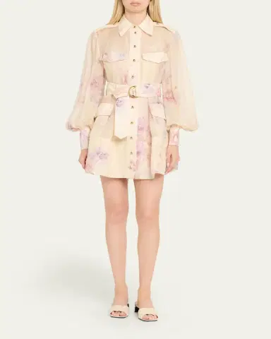 Zimmermann Floral Long-Sleeve Utility Mini Dress | Thumbnail 2 Zimmermann Floral Long-Sleeve Utility Mini Dress | Thumbnail 2