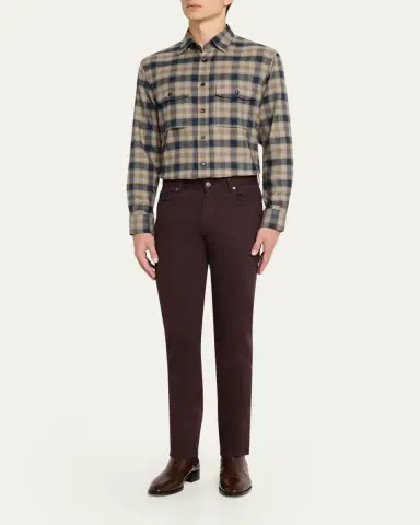 Brioni Men's Cotton Flannel Plaid Button-Down Shirt | Thumbnail 2 Brioni Men's Cotton Flannel Plaid Button-Down Shirt | Thumbnail 2