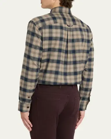Brioni Men's Cotton Flannel Plaid Button-Down Shirt | Thumbnail 3 Brioni Men's Cotton Flannel Plaid Button-Down Shirt | Thumbnail 3
