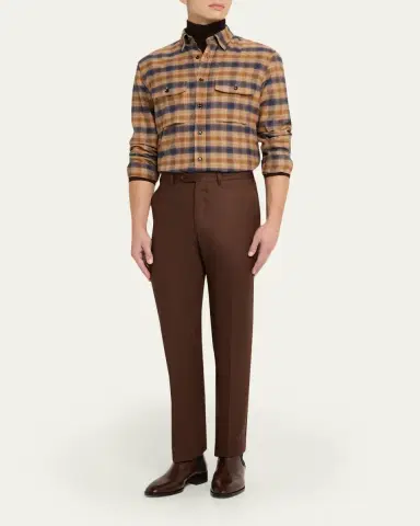 Brioni Men's Cotton Flannel Plaid Button-Down Shirt | Thumbnail 6 Brioni Men's Cotton Flannel Plaid Button-Down Shirt | Thumbnail 6