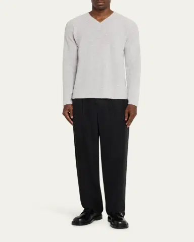 Bergdorf Goodman Men's Cashmere and Wool Rib V-Neck Sweater | Thumbnail 2 Bergdorf Goodman Men's Cashmere and Wool Rib V-Neck Sweater | Thumbnail 2