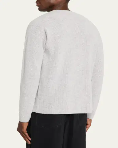 Bergdorf Goodman Men's Cashmere and Wool Rib V-Neck Sweater | Thumbnail 3 Bergdorf Goodman Men's Cashmere and Wool Rib V-Neck Sweater | Thumbnail 3