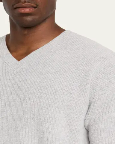 Bergdorf Goodman Men's Cashmere and Wool Rib V-Neck Sweater | Thumbnail 5 Bergdorf Goodman Men's Cashmere and Wool Rib V-Neck Sweater | Thumbnail 5