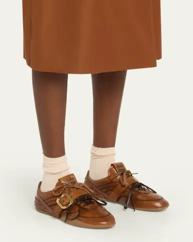 Miu Miu Allacciate Leather Buckle Low-Top Sneakers | Thumbnail 2 Miu Miu Allacciate Leather Buckle Low-Top Sneakers | Thumbnail 2