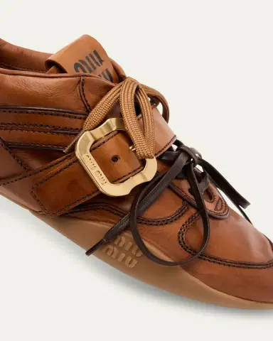 Miu Miu Allacciate Leather Buckle Low-Top Sneakers | Thumbnail 5 Miu Miu Allacciate Leather Buckle Low-Top Sneakers | Thumbnail 5