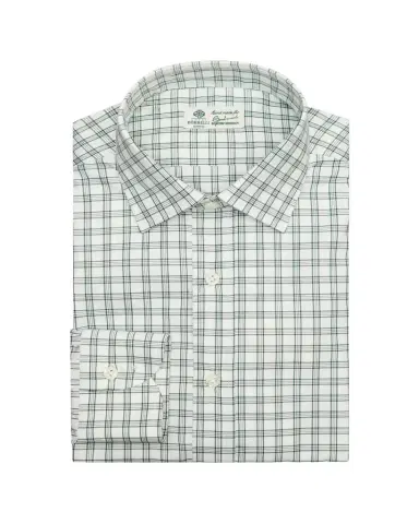 Borrelli Men's Cotton Multi-Plaid Point Collar Dress Shirt | Thumbnail 1 Borrelli Men's Cotton Multi-Plaid Point Collar Dress Shirt | Thumbnail 1