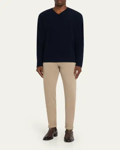 Bergdorf Goodman Men's Cashmere and Wool Rib V-Neck Sweater | Thumbnail 2 Bergdorf Goodman Men's Cashmere and Wool Rib V-Neck Sweater | Thumbnail 2
