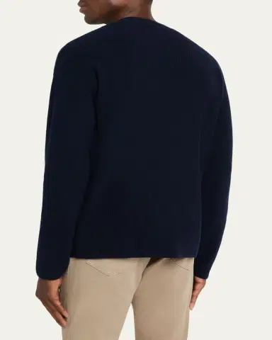 Bergdorf Goodman Men's Cashmere and Wool Rib V-Neck Sweater | Thumbnail 3 Bergdorf Goodman Men's Cashmere and Wool Rib V-Neck Sweater | Thumbnail 3