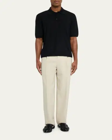 Saint Laurent Men's Cassandre Wool Short-Sleeved Polo Shirt | Thumbnail 2 Saint Laurent Men's Cassandre Wool Short-Sleeved Polo Shirt | Thumbnail 2