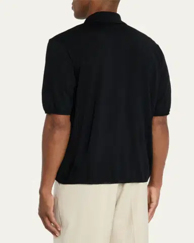 Saint Laurent Men's Cassandre Wool Short-Sleeved Polo Shirt | Thumbnail 3 Saint Laurent Men's Cassandre Wool Short-Sleeved Polo Shirt | Thumbnail 3
