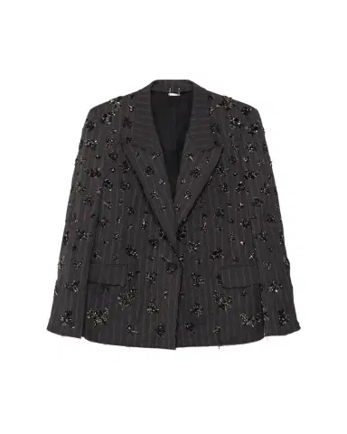 SIMKHAI Murphy Sequined Pinstripe Blazer | Thumbnail 1 SIMKHAI Murphy Sequined Pinstripe Blazer | Thumbnail 1