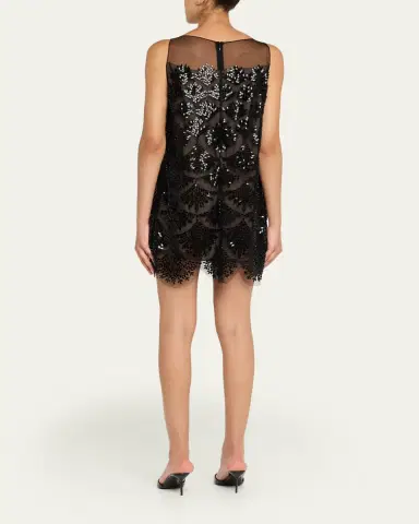 Oscar de la Renta Fern Embroidered Sleeveless Mini Shift Dress | Thumbnail 3 Oscar de la Renta Fern Embroidered Sleeveless Mini Shift Dress | Thumbnail 3