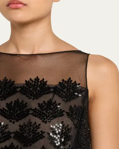 Oscar de la Renta Fern Embroidered Sleeveless Mini Shift Dress | Thumbnail 5 Oscar de la Renta Fern Embroidered Sleeveless Mini Shift Dress | Thumbnail 5